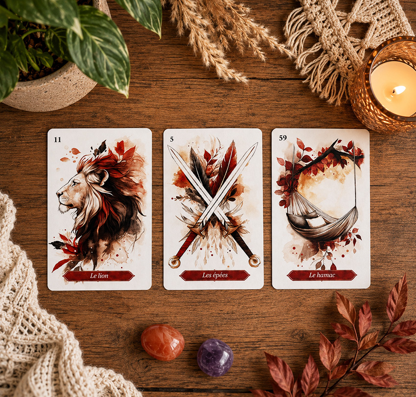Cartes oracle divinatoire de la Terre Rouge par Virginie Graphic