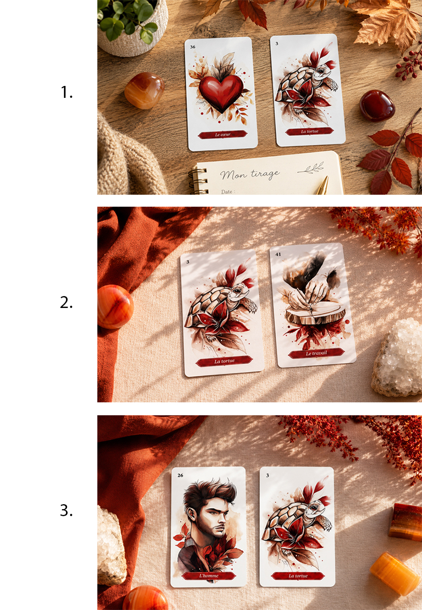 Tirages-cartes sentimental, professionnel, personnalite